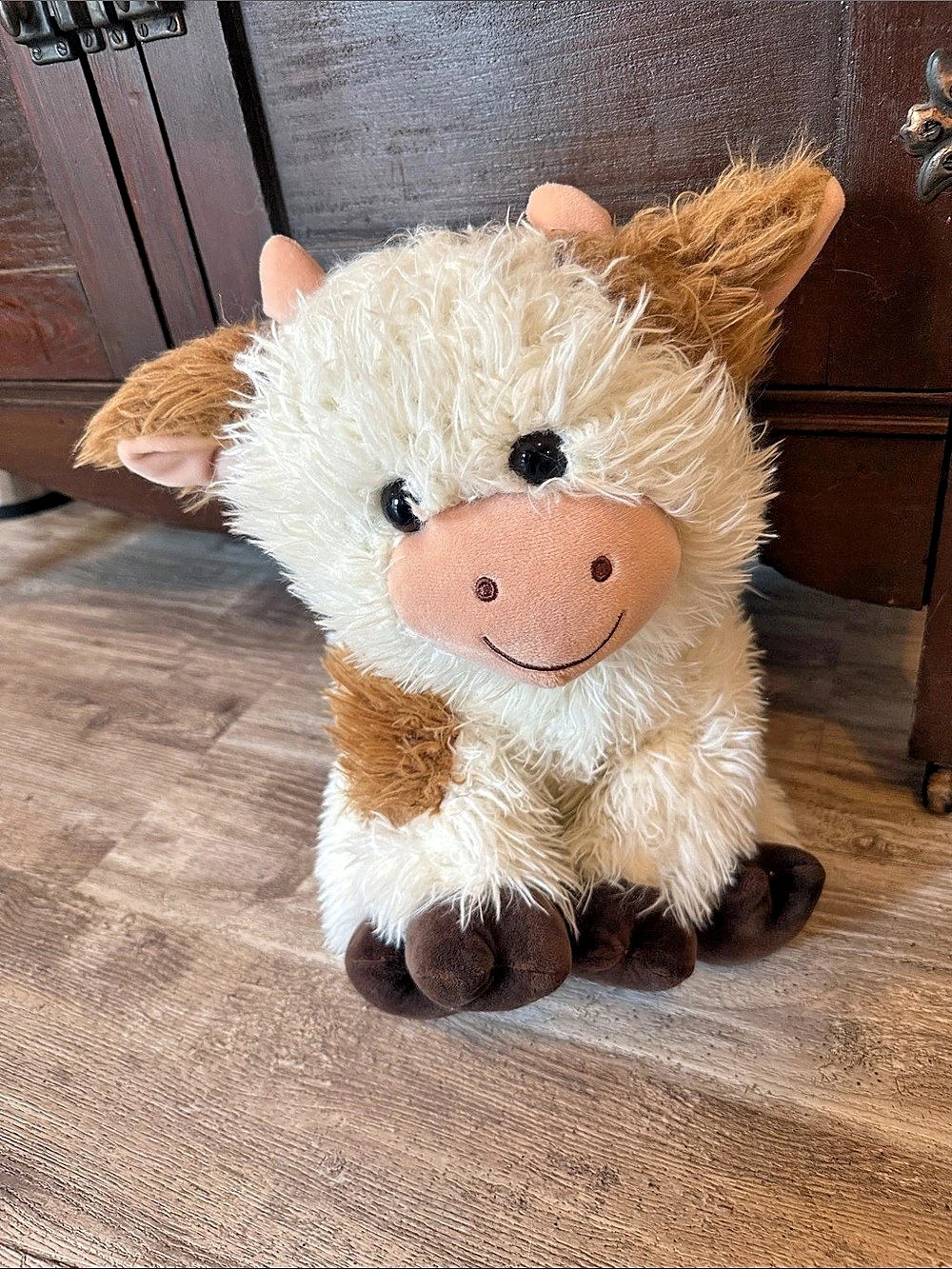 Fur Cow - 332411 Plush Cow Stuffed Animal in White & Brown